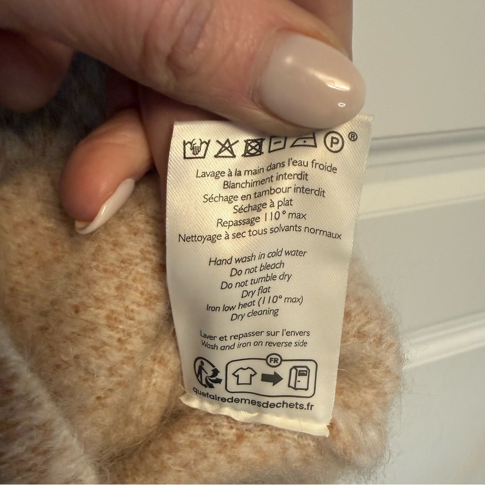 ✨Sézane Teo Jacket XL Mottled Beige Mohair Wool Cropped Knit Cardigan Coat - Picture 6 of 12